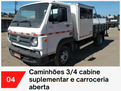 Caminhões 3/4 cabine suplementar e carroceria aberta